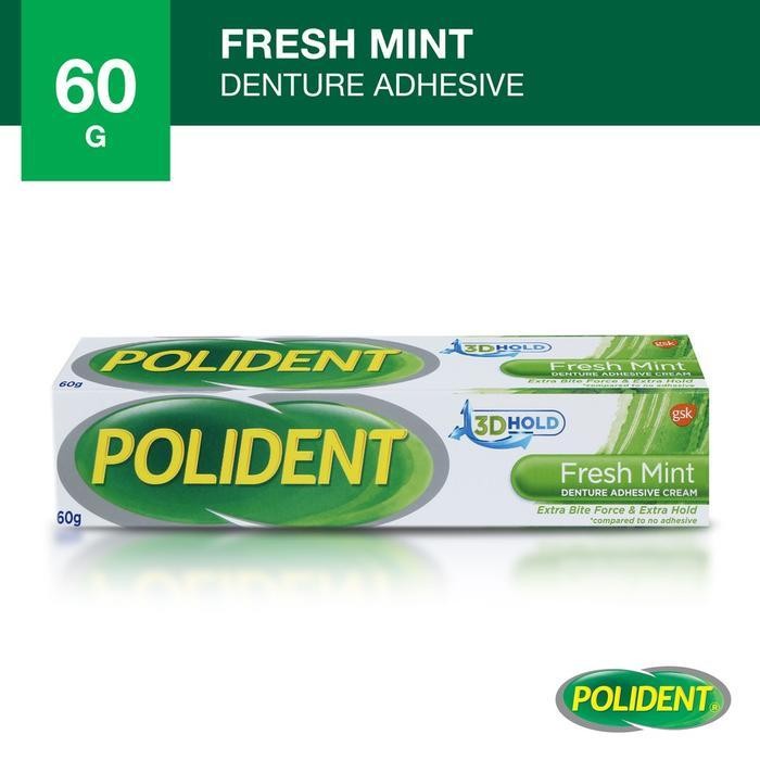 Lem Gigi Palsu Polident Fresh Mint 8.5 gram 20 gram dan 60 gram Lem Gigi Tiruan Denture Adhesive Fit
