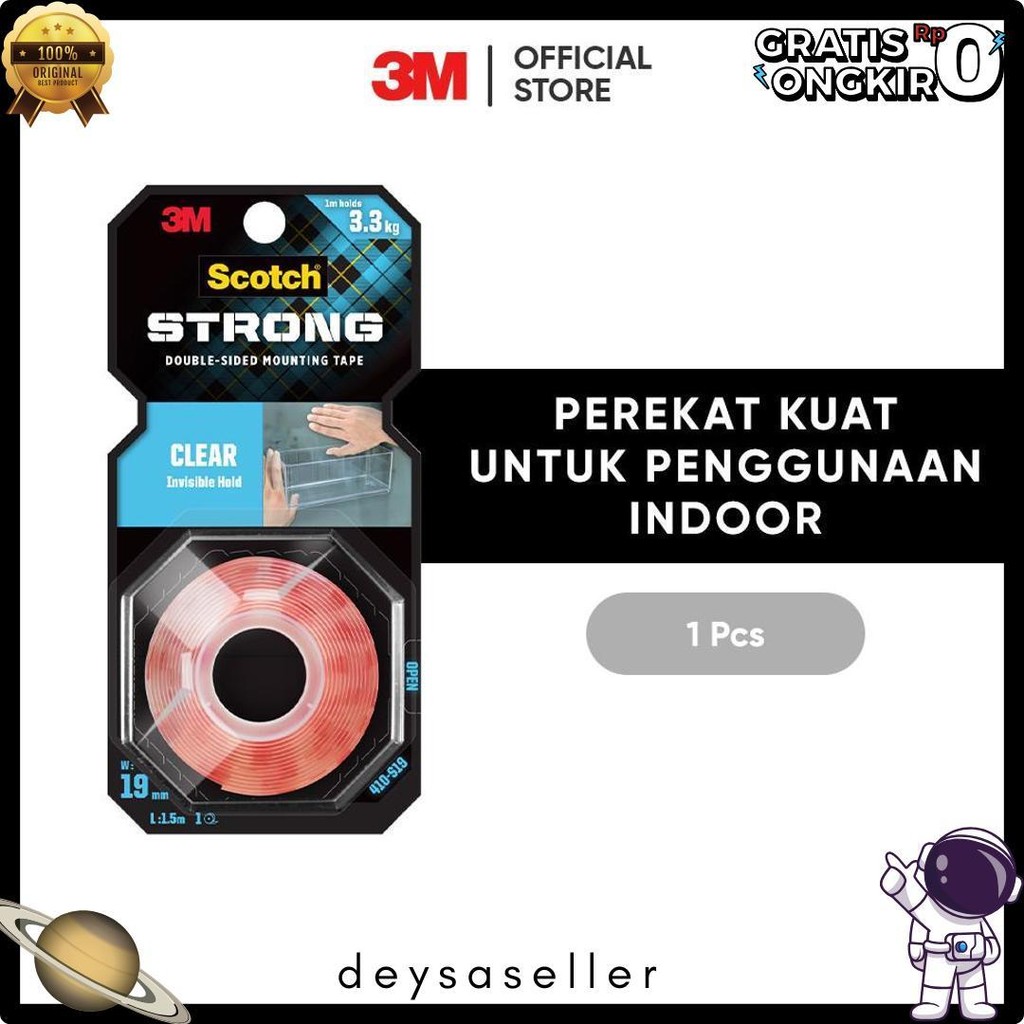 

3M Scotch Double Sided-Mounting Tape, Menahan Hingga 3.3Kg, 1 Pc, Transparan, Untuk Pengunaan Dalam Ruangan Terlengkap Dan Termurah