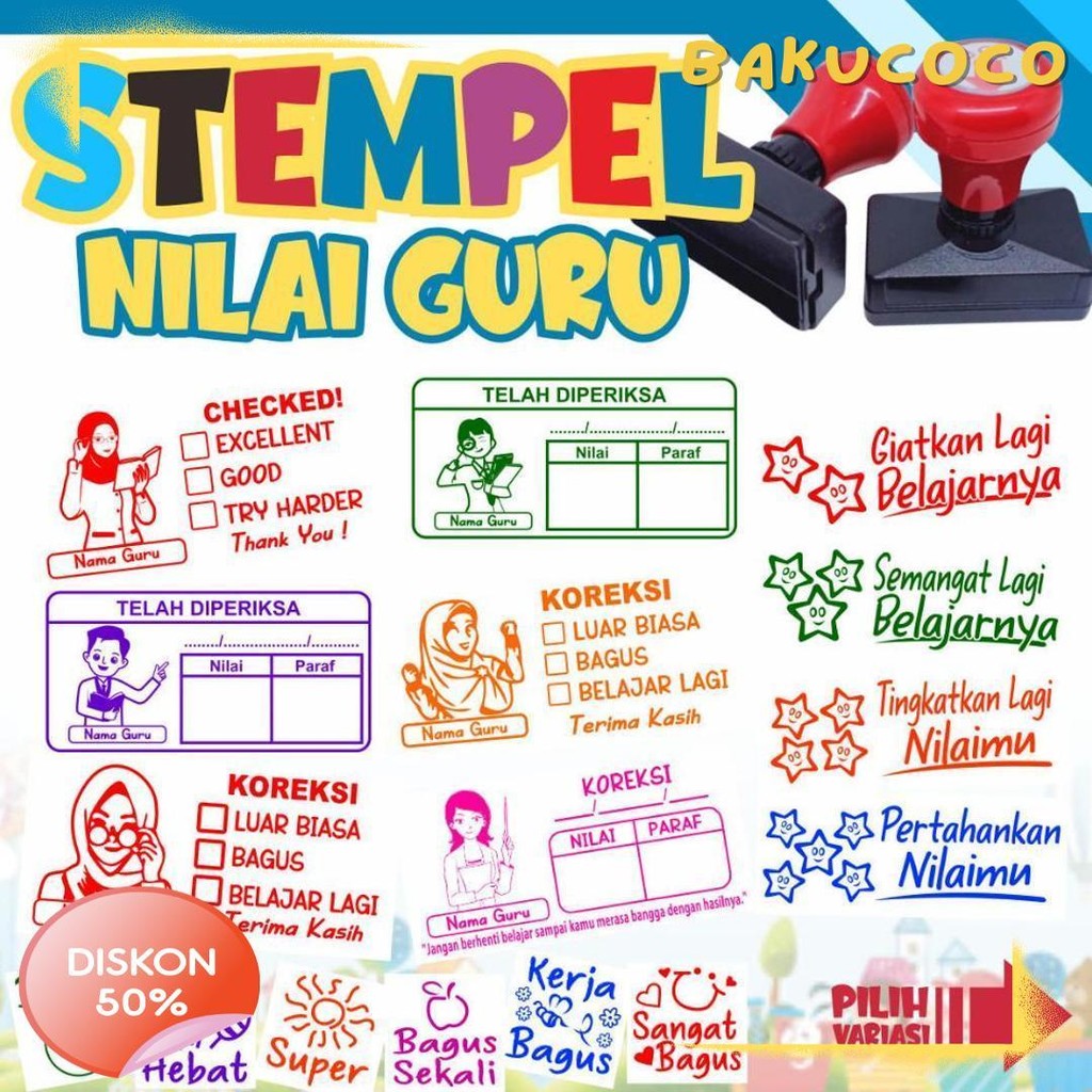 

Stempel Nilai Guru / Penilaian / Koreksi / Checked Diskon