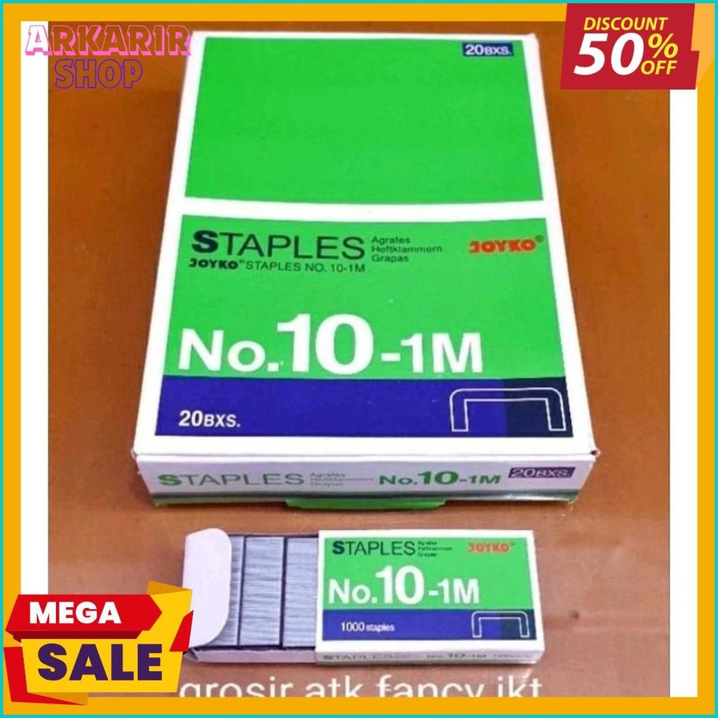 

( 1 Dus = 20 Pak Kecil ) 10-1M Staples Steples Isi Stapler Stepler Neces Joyko No. 10 - 1M Kecil Flash Sale! Diskon Hingga 70%