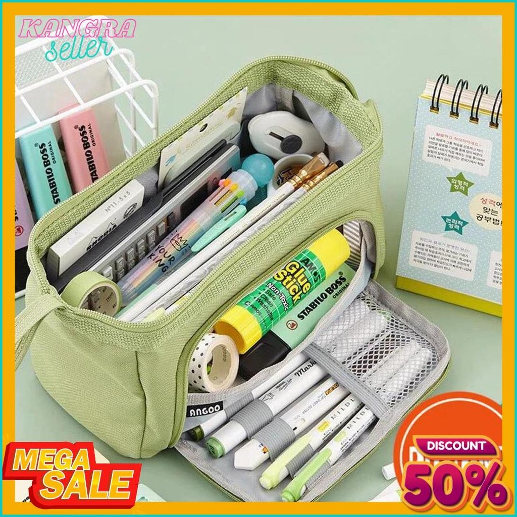 

[Cod] Angoo Super Large Capacity Pencil Case Kawaii Korean Pencil Cases Aesthetic Stationery Office Desk Storage Bag For Girls School Supplies Terlengkap Dan Termurah