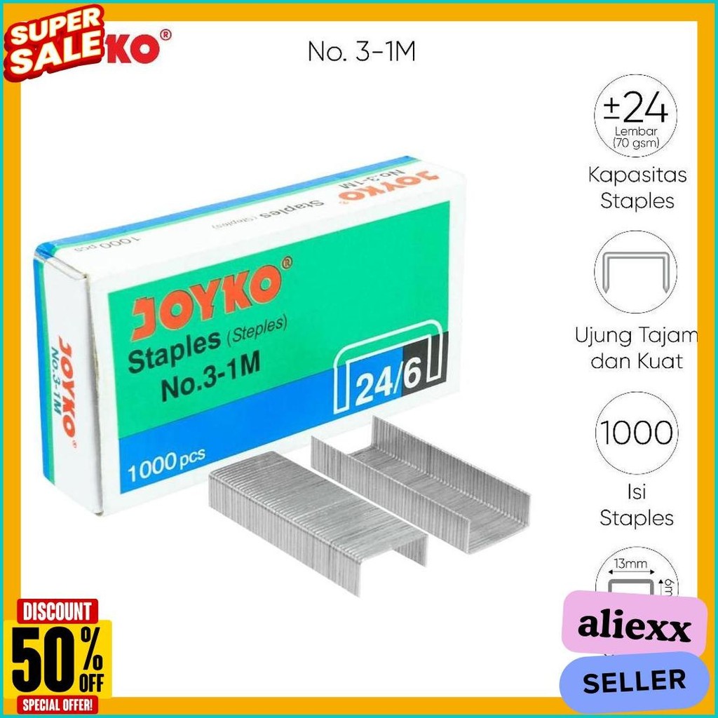 

Joyko Staples No.3 Isi Stepler Besar Hekter Joyko No.3-1M [20Pcs] Flash Sale! Diskon Hingga 70%