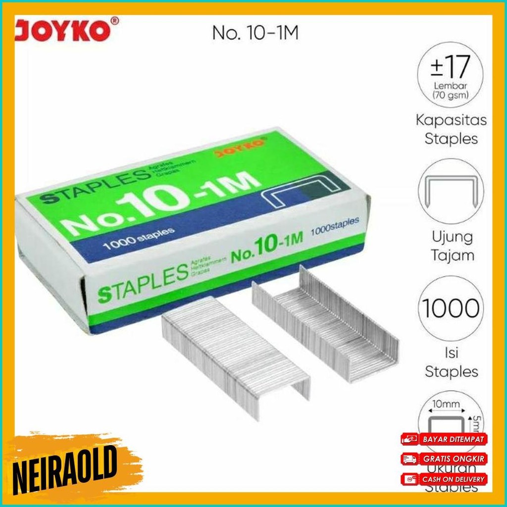 

( 1 Dus = 20 Pak Kecil ) 10-1M Staples Steples Isi Stapler Stepler Neces Joyko No. 10 - 1M Kecil Diskon Setengah Harga