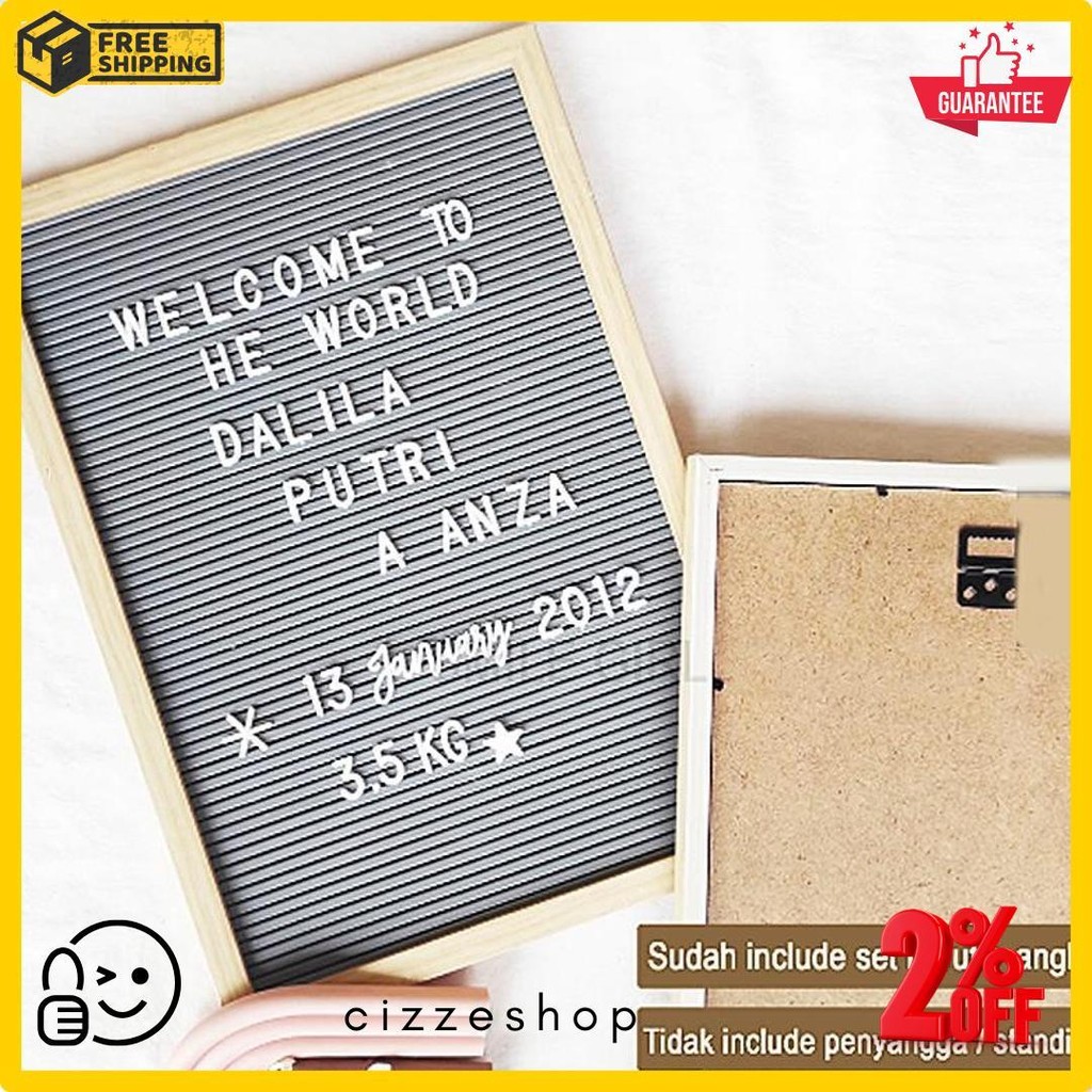 

Letter Board Baby Include Huruf/ Felt Letter Board Set / Letter Board/Papan Nama Bayi /Papan Menu / Dekorasi Rumah Viral 30*40 Cm Terlengkap Dan Termurah