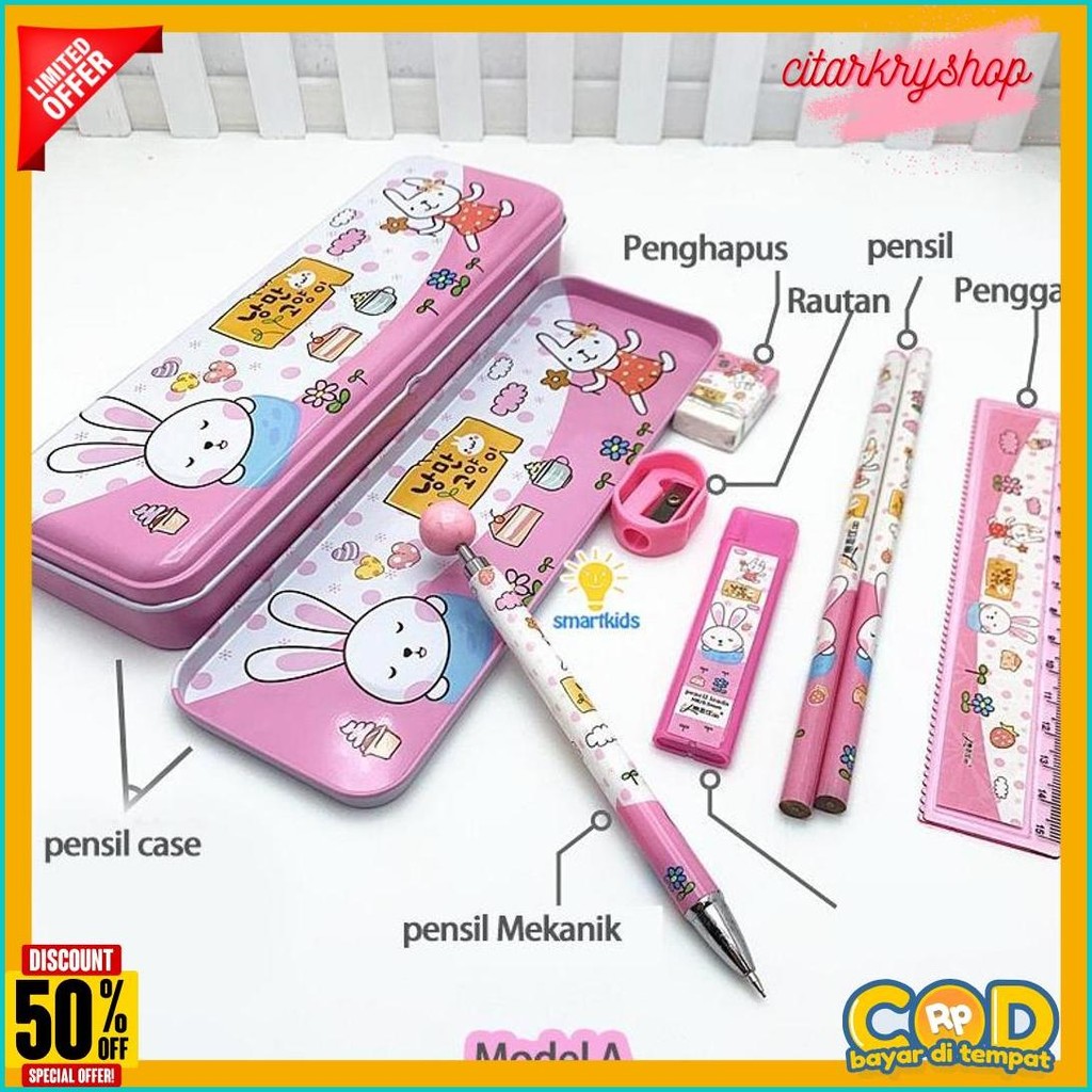 

Alat Tulis Set Paket Komplit 7 In 1 / Stationery Complete Lengkap / Kotak Pensil Anak / Souvenir Hadiah Kado / Sekolah Karakter Kartun Lucu Animal Hewan / Perlengkapan Tulis / Tempat Pensil Flash Sale! Diskon Hingga 70%