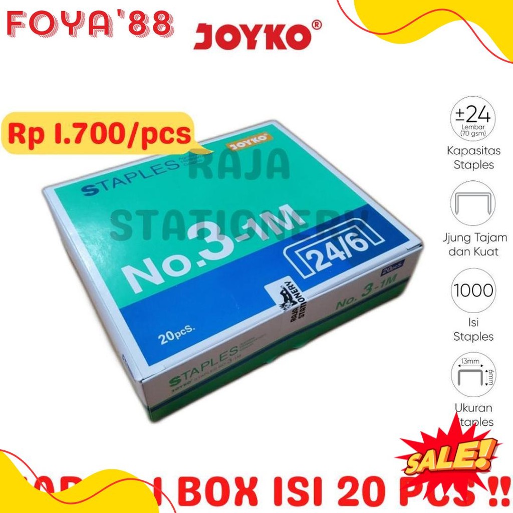 

Joyko Staples No.3 Isi Stepler Besar Hekter Joyko No.3-1M [20Pcs] Terlaris! Produk Ini Banyak Dicari