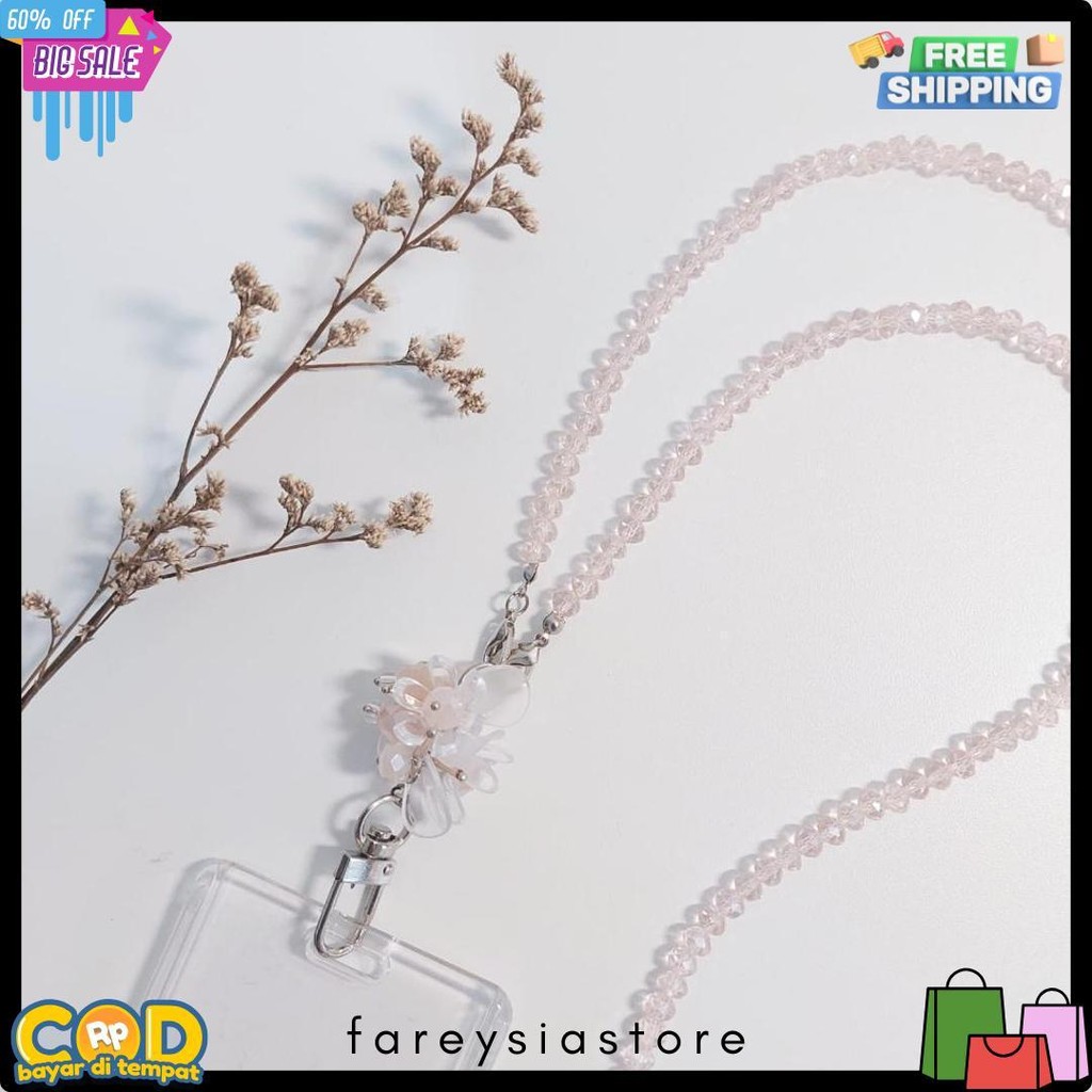 

[Lalaluna] Lanyard Crystal Beads Aesthetic | Gantungan Id Card Kantor - Bloom Flash Sale! Diskon Hingga 70%