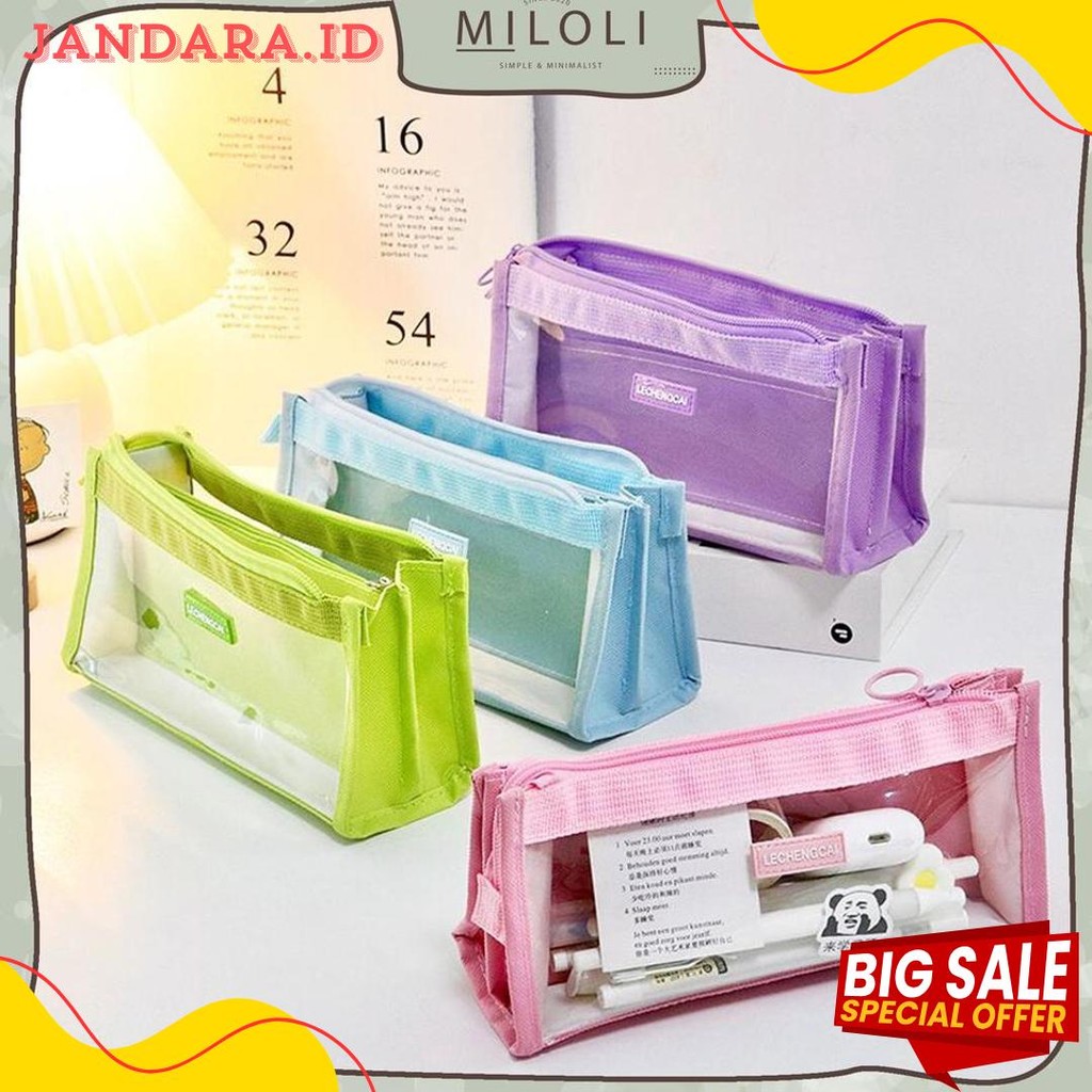 

[Miloli] Kotak Pensil Lechengcai Tempat Pena Kosmetik Kapasitas Besar Pvc Transparant Stationery - F0209 Diskon