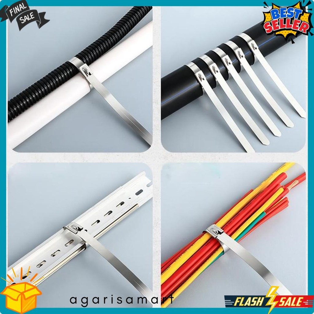 

50Pcs 15/20/30Cm Kabel Ties Stainless Steel Cable Ties Kabel Tis Steel 304 Terlengkap Dan Termurah