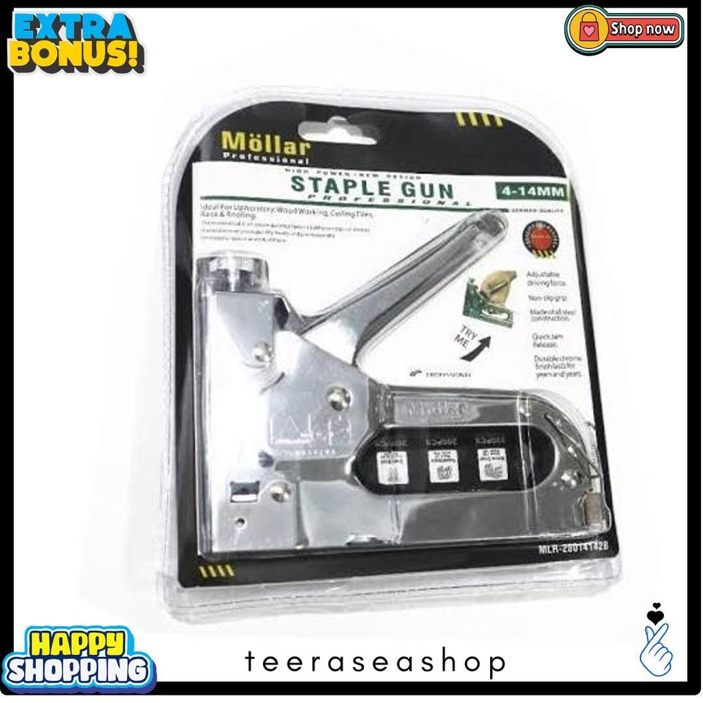 

Gun Tacker Alat Staples Dan Paku Tembak 3In1 / Staple Gun Mollar 4-14Mm / Stapler Tembak Manual Flash Sale! Diskon Hingga 70%