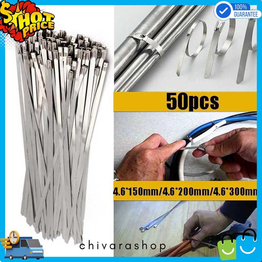 

50Pcs 15/20/30Cm Kabel Ties Stainless Steel Cable Ties Kabel Tis Steel 304 Flash Sale! Diskon Hingga 70%