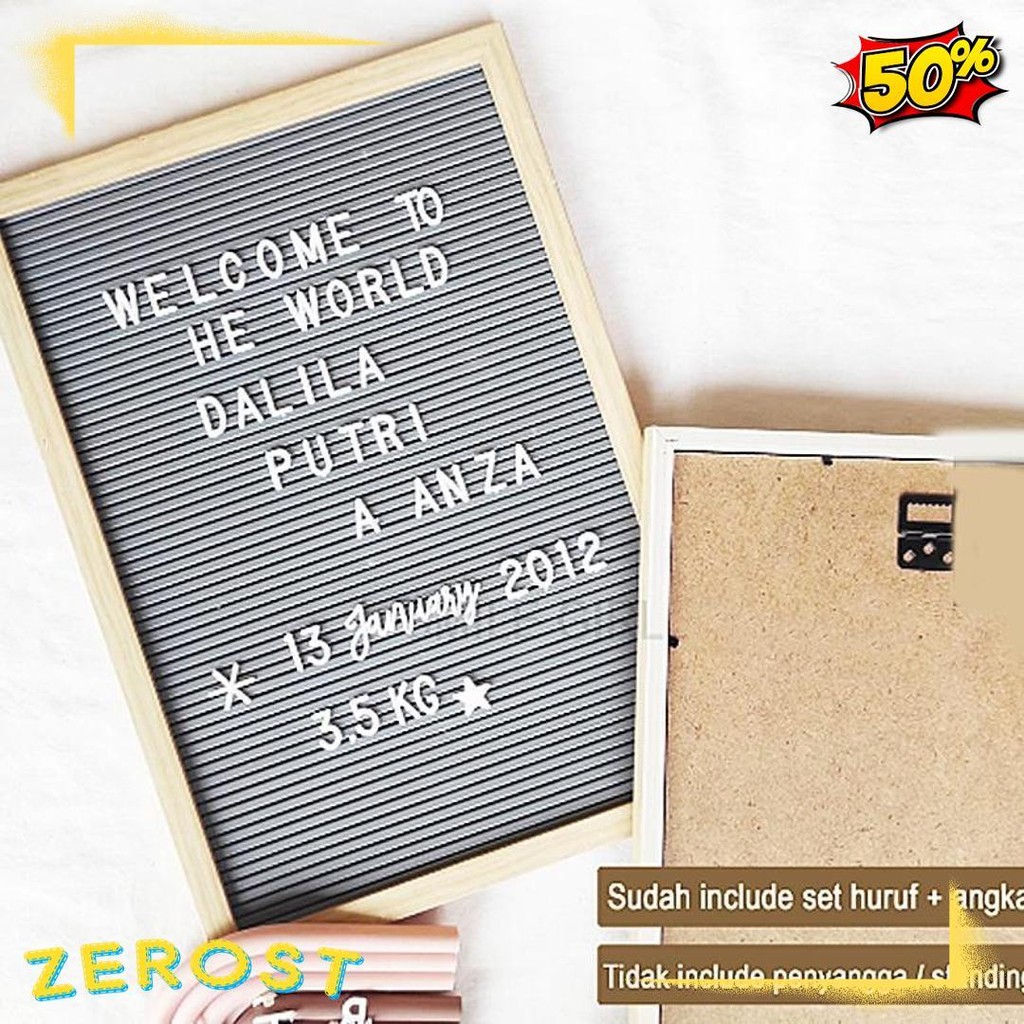 

Letter Board Baby Include Huruf/ Felt Letter Board Set / Letter Board/Papan Nama Bayi /Papan Menu / Dekorasi Rumah Viral 30*40 Cm Diskon