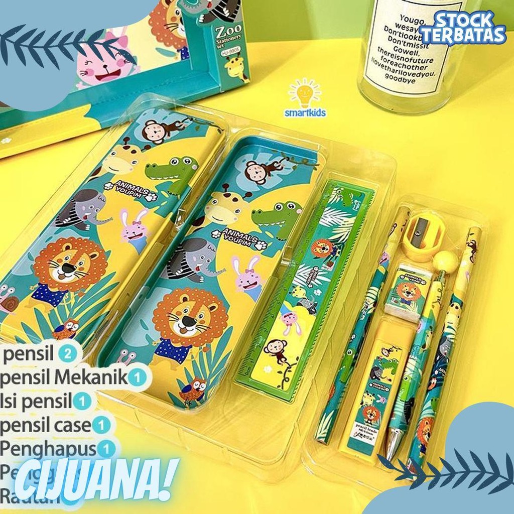 

Alat Tulis Set Paket Komplit 7 In 1 / Stationery Complete Lengkap / Kotak Pensil Anak / Souvenir Hadiah Kado / Sekolah Karakter Kartun Lucu Animal Hewan / Perlengkapan Tulis / Tempat Pensil Terlaris! Produk Ini Banyak Dicari