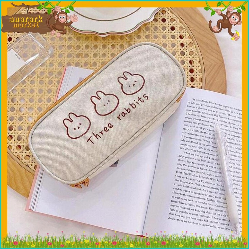 

[Miloli] Kotak Pensil Bear Cartoon Kanvas Minimalis Aesthetic Korean Style Stationery - F0204 Terlaris! Produk Ini Banyak Dicari