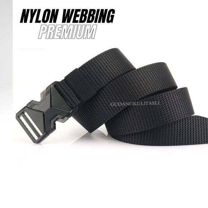 new  Gesper Pria Tactical Nylon Sabuk Outdoor Kepala Besi Militer