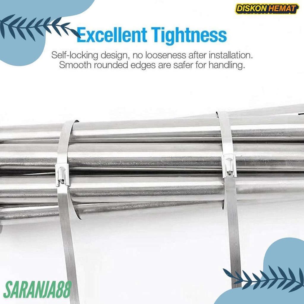 

50Pcs 15/20/30Cm Kabel Ties Stainless Steel Cable Ties Kabel Tis Steel 304 Diskon