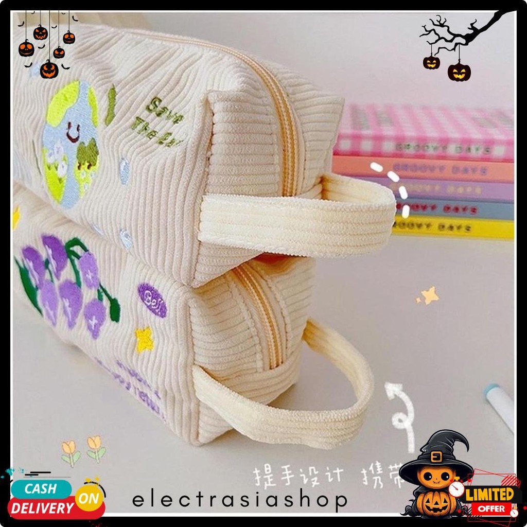 

Kensho Pouch Aesthetic Kain Corduroy Handle Lucu Import / Kotak Pensil Kain / Tempat Makeup / Cute Diskon Setengah Harga