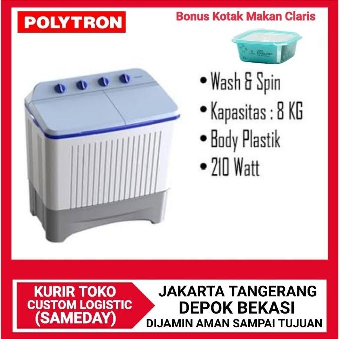 Murah POLYTRON Mesin Cuci 8 Kg PWM8363B/P Non COD