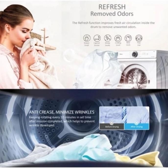 Murah Dryer Midea MD100A70 Front Loading 7 Kg Mesin Pengering Baju Midea Quick Dry 7 Kg Non COD