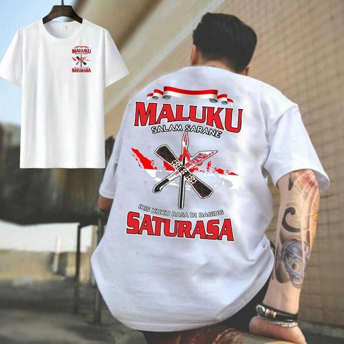 Murah Kaos  Maluku Salam Sarane Satu Rasa Peta Indo Variasi 4 Warna Bonus Sticker Maluku