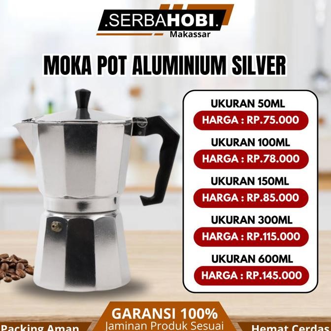 $$$$] Espresso Coffee Maker Moka Pot Stainless / Aluminium / Alat Pembuat Espresso Manual / Tatakan 