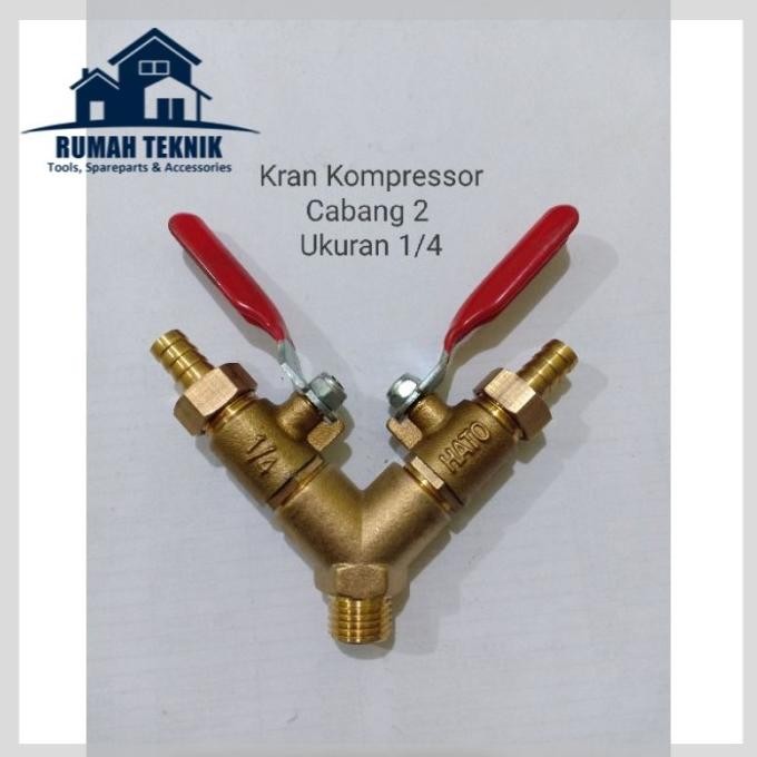 Kran kompresor angin 1/4 inch cabang 2