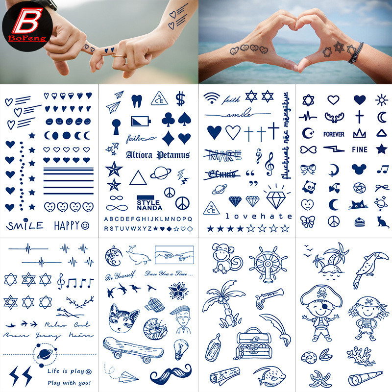 New Tattoo Sticker Paper Fresh Small Picture Semi-Permanent Non-Reflective Herbal Tattoo Sticker Lon