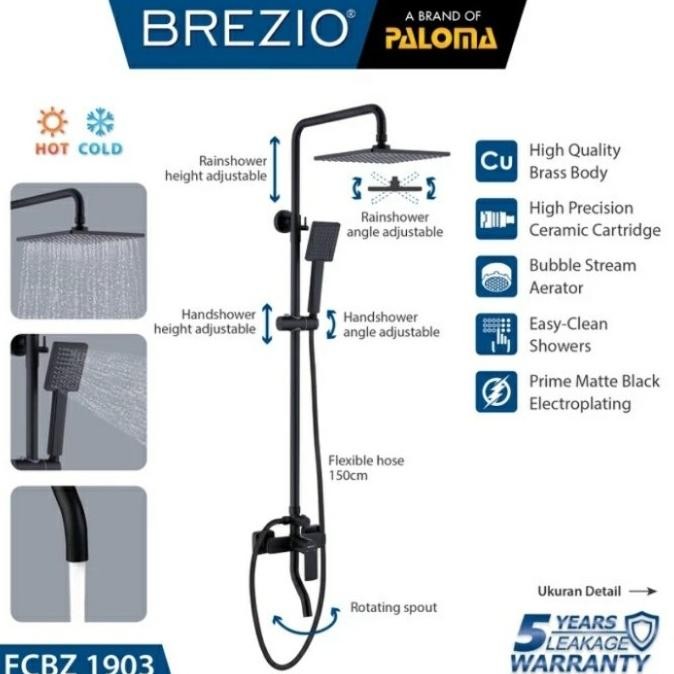 Sale Shower Tiang Set Komplit Brezio Fcbz 1903 Black Shower Mandi Hitam