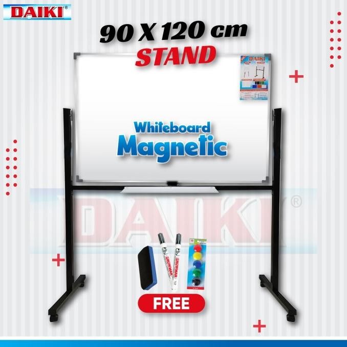 

BEBAS ONGKIR - Whiteboard / Papan Tulis Magnet DAIKI Single Face stand Uk 90x120 Cm
