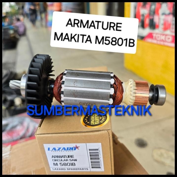 Angker M5801 B Makita Armature Rotor Dinamo Mesin Gergaji Potong 7" Makita M5801B Makita 5801 Lazaro