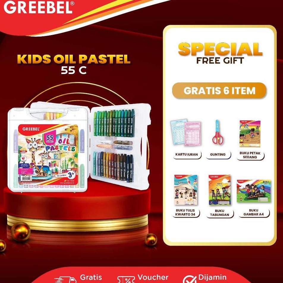 

Greebel Crayon Krayon 55 Warna Kids Oil Pastel / Crayon 55 Warna (Kop55) Crayon Set Greebel Mewarnai