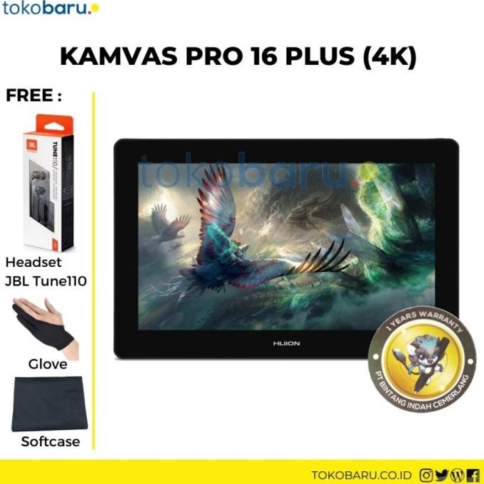 Huion Kamvas Pro 16 Plus 4K Gt1562 Resmi 1 Tahun New Stok