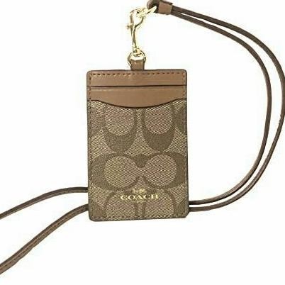 

NEW COACH PVC ID Lanyard Signature Saddle AUTHENTIC USA