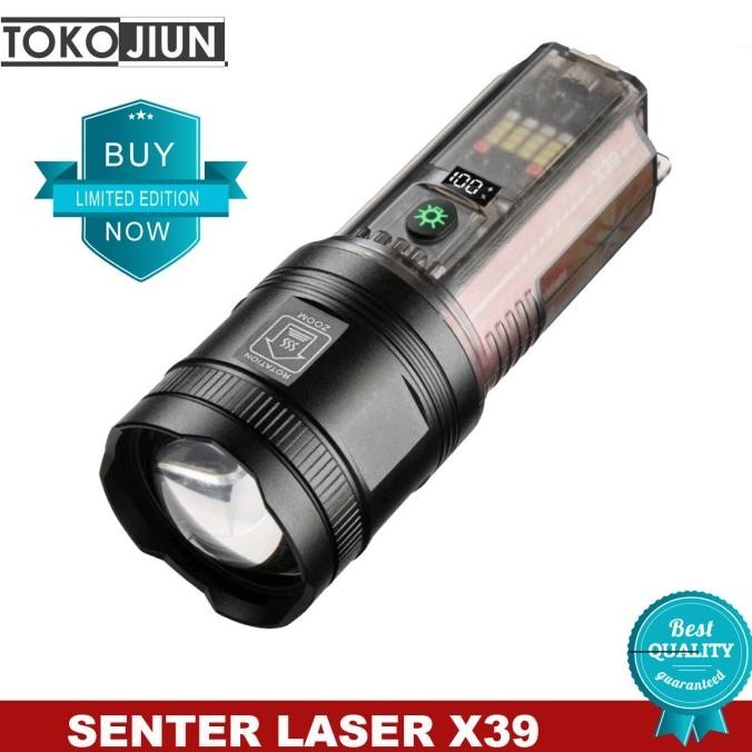 Senter LED Laser X39 7 Mode Sinar Solar Panel Flashlight Powerfull tera