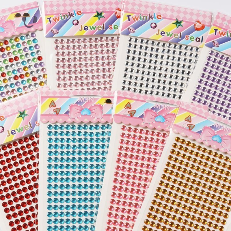 

Stiker Kristal Warna-warni Anak-anak Buatan Tangan Stiker Tempel Berlian Kristal Titik