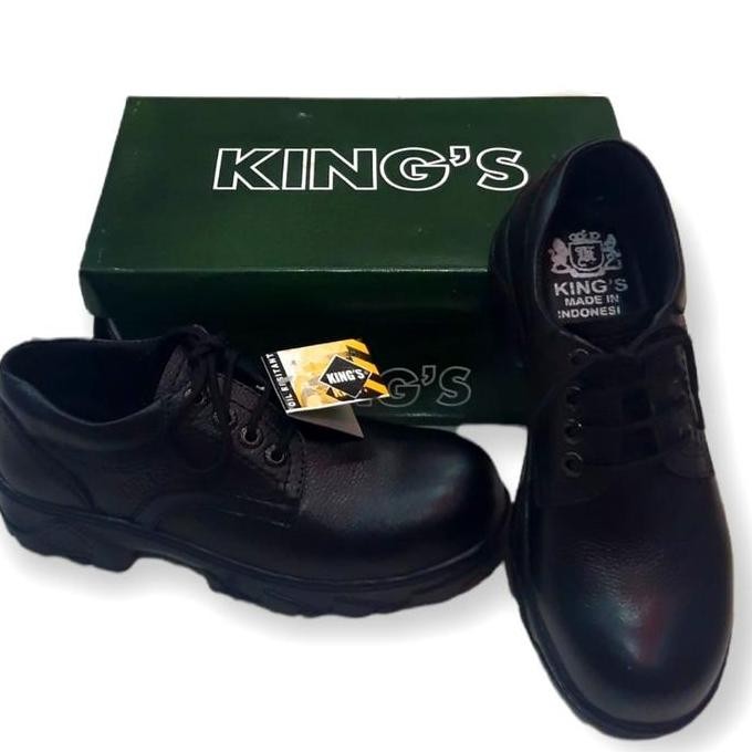 SEPATU SEFTI KINGS  UNTUK PRIA HITAM POLOS BERTALI/ SPATU PELINDUNG KERJA ORIGINAL Hitam safety ujun