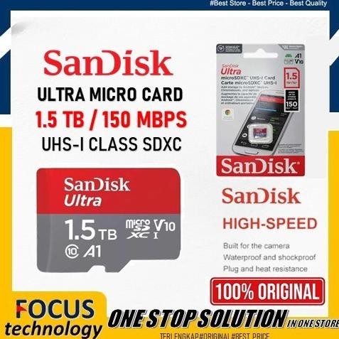 BEBAS ONGKIR - MICRO SD 1.5TB SANDISK ULTRA ORIGINAL MEMORY CARD 1.5 TB MICROSD 1,5TB ORI 150 MB/S 1
