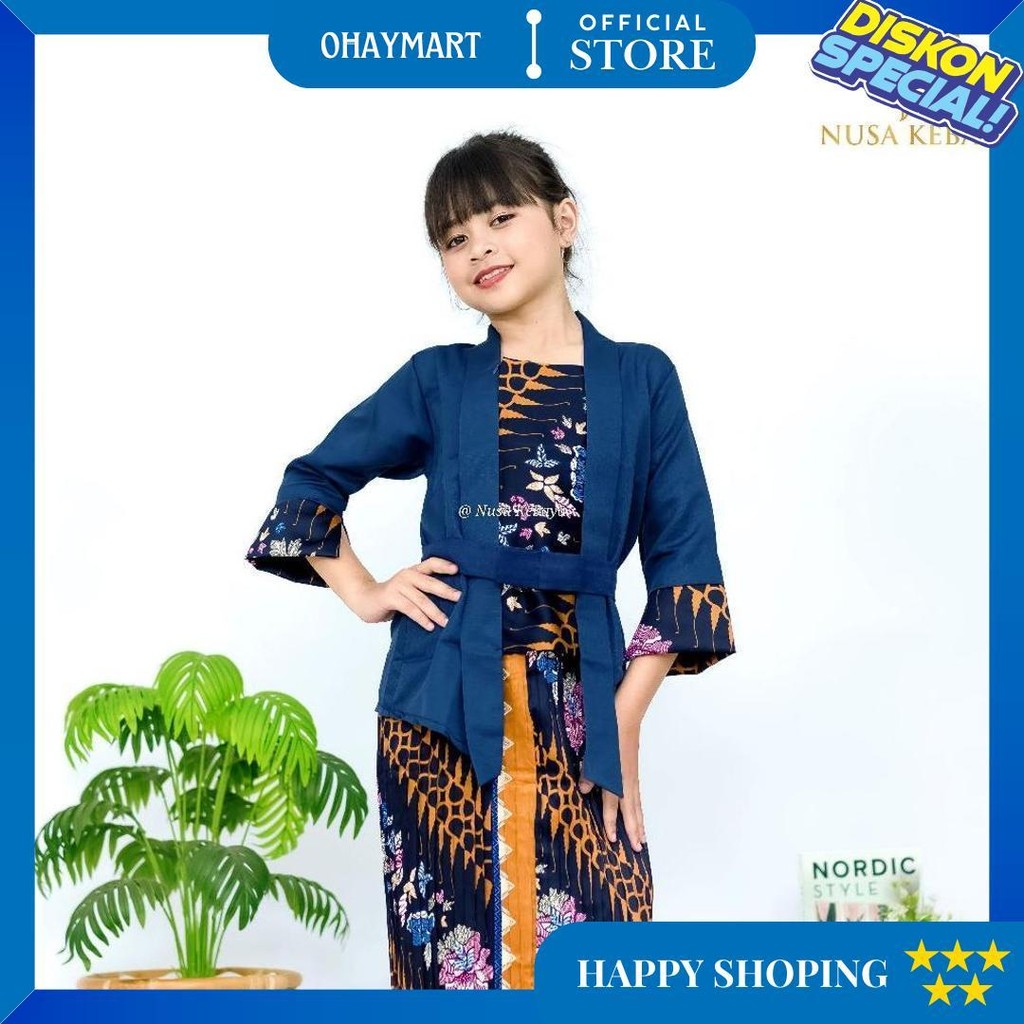 Baju Atasan Kebaya Anak Bahan Katun Model Kutubaru Kombinasi / Kebaya Anak Perempuan Untuk Wisuda Tk
