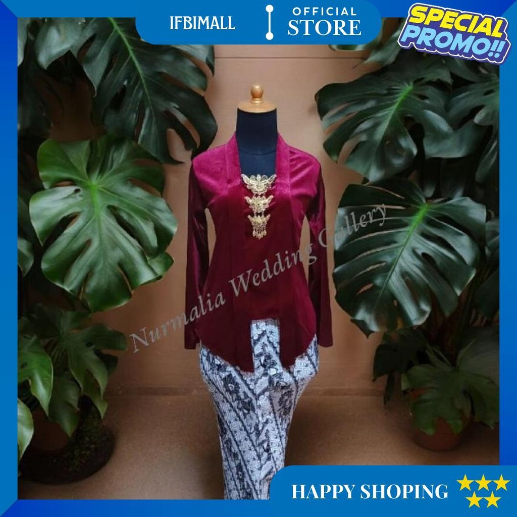 Putih Kebaya Bludru Kutu Baru Polos Termurah Cod