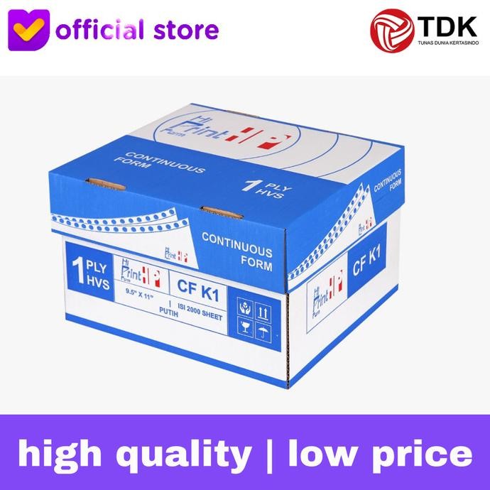 

Continuous Form Hi Print 14 7/8 x 11 1 Ply (Bisa request bagi 2)