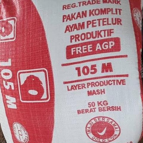 GOLD COIN 105 M PAKAN AYAM PETELUR 1 Kg PAKAN KOMPLIT AYAM PRODUKTIF