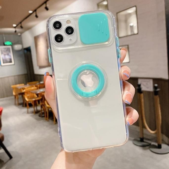 IPHONE 11 12 13 PRO MAX SOFT CASE KAMERA GESER RING HOLDER murah