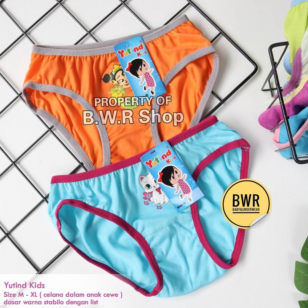 [ 3Pc ] Cd Anak Yutind 075 Stabilo List / Celana Dalam Anak Perempuan Yutind Kids List Warna | Bwr