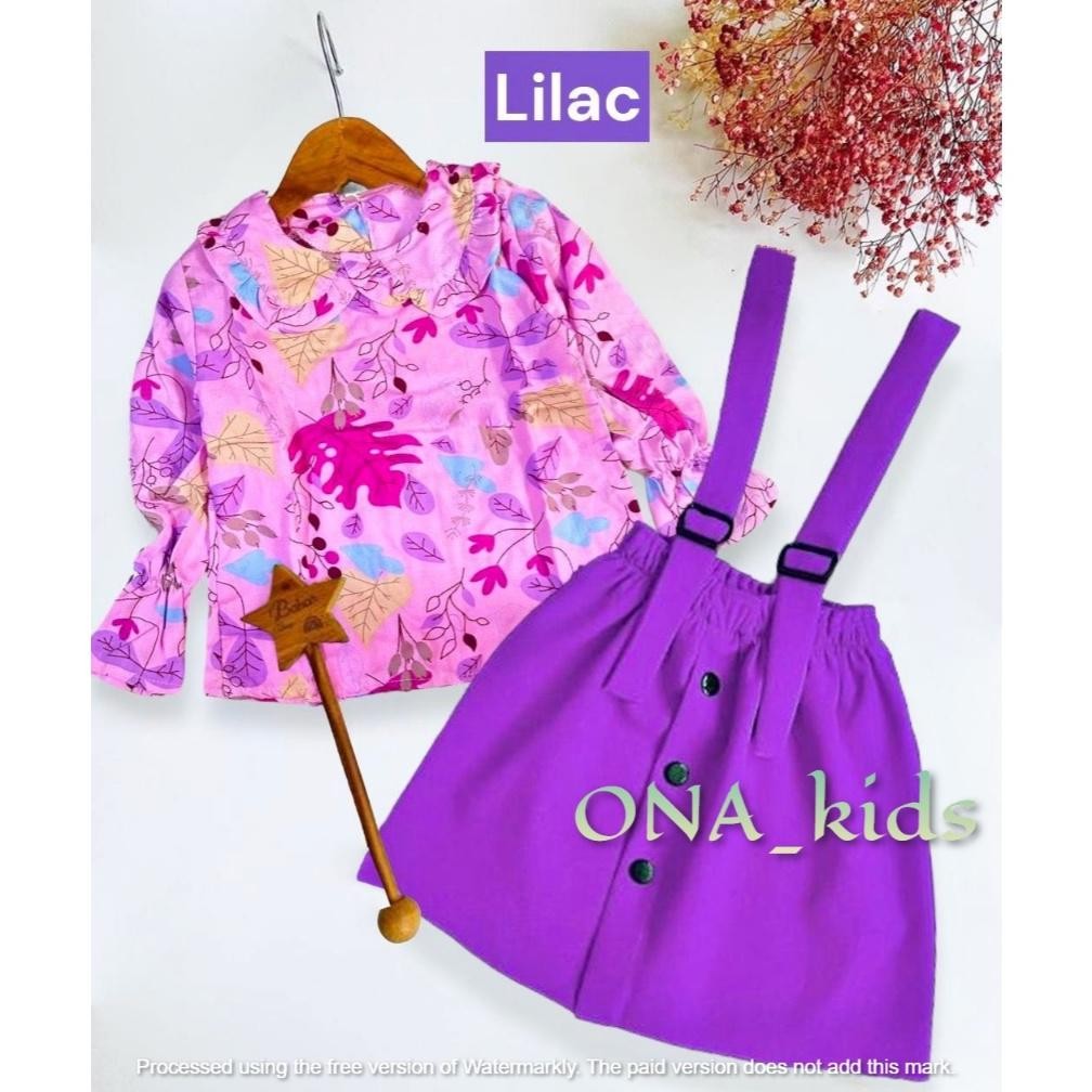 One Set Overal Anak Perempuan Dari Usia 1-6 Thn Bahan Rayon Kombinasi Syakila Dengan Motif Bunga Can