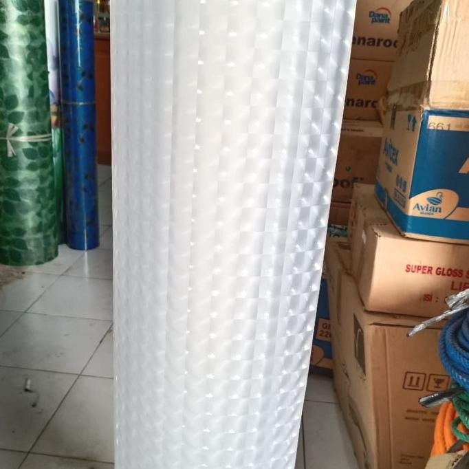 fiber pagar plastik penutup pagar putih motif 3 D harga permeter murah