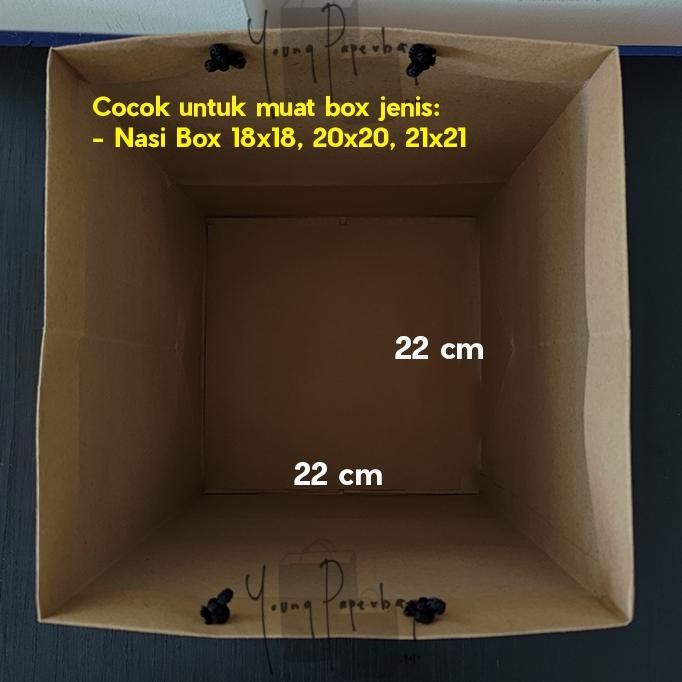 

rt-69 Paper Bag Kue/Nasi/Bento Box Polos Kraft Coklat 22 x 22 x 30 150GSM Termurah
