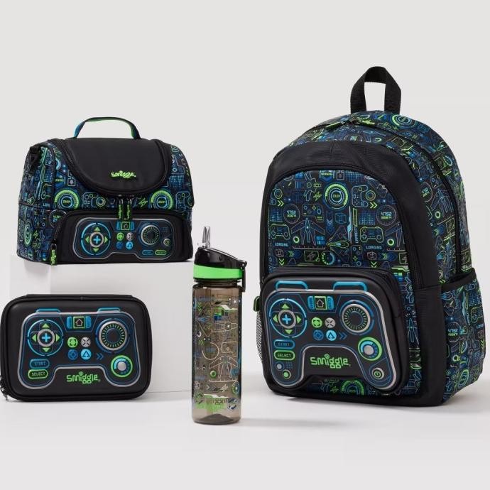 ;&;&;&;&] Smiggle Virtual Classic Backpack Black Game tas pencil case bottle