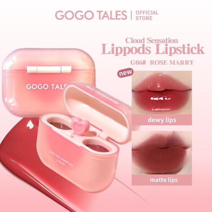 Sale [Bpom]Gogo Tales Lippods Lipstik Cloud Sense Dual Colour Lipcream Lip Matte Velvet Lipstick Lip