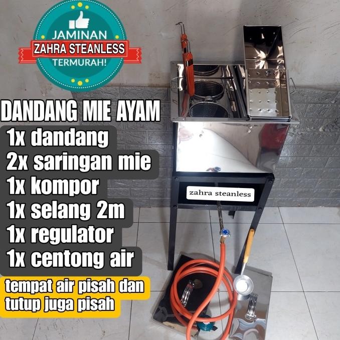DANDANG MIE AYAM 2 LUBANG KUAH SEKAT SET MEJA/ PANCI MIE PENTOL / TONG ALU