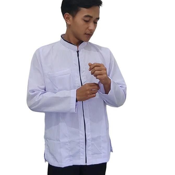 koko dewasa seleting full jaket Nyaman dipakai Variasi putih hitam abu Muslim Pria ADI